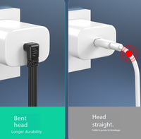 Câble de charge rapide de type C personnalisé, câble plat en silicone souple TPE, cordon d'alimentation à angle droit pour téléphone, écouteurs, charge et synchronisation des données