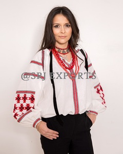 Blusa Casual Bohemia Bordada de Algodón 100% Blanca para Mujer, Manga Larga, Cuello en V, Corte Holgado, Secado Rápido, Top Corto - Product Image 4