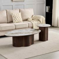 Table basse moderne de luxe haut de gamme pour hall de villa, en MDF avec plateau en céramique et structure en MDF – Meilleure vente