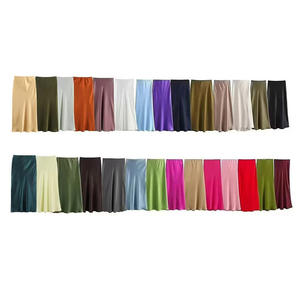 Nouvelle <span class=keywords><strong>jupe</strong></span> <span class=keywords><strong>longue</strong></span> taille haute en <span class=keywords><strong>satin</strong></span> de soie anti-plis, style français vintage, perlée et zippée, pour femme, collection été - Product Image 1