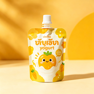 ถุงบรรจุภัณฑ์ของเหลวแบบมีพวยกา ผลิตตามสั่ง สำหรับขนมเด็ก  ทำจากอลูมิเนียมฟอยล์เกรดอาหาร พิมพ์ลายได้ตามต้องการ ขนาด 50 มล. 100 มล. 250 มล. พร้อมพวยกา - Product Image 3