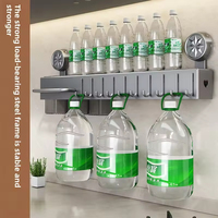 Multifunctionele, boorloze wandbevestigde metalen zuignap houder voor bestek, messen, handdoeken, keuken wandrek organizer