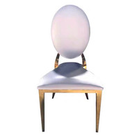 Chaises de mariage de luxe modernes à dossier rond empilables en acier inoxydable doré pour banquets et événements