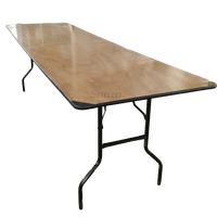 Tables de banquet rectangulaires pliantes en bois avec design à panneaux pour mariages champêtres, salles à manger domestiques et hôtels
