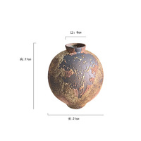 Vase ovale en poterie artisanale Wabi Sabi, pot en céramique marbré rétro pour branches séchées, décoration d'intérieur