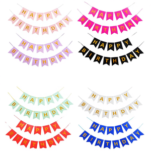 Striscione in Carta Dorata 'Happy Birthday' con Decorazione a Coda di Pesce per Sfondo Festa - Product Image 2