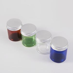 Amber Green Blue Wide Mouth Custom Logo Transparent Luxury Plastic Cream <b>Jar</b> With Aluminium Lid - Product Image 2