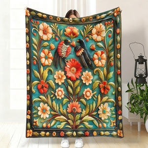 Manta de Franela con Diseño Floral Mandala, Reversible, Cálida y Acogedora para el Hogar u Oficina, Personalizable, Venta al Por Mayor - Product Image 1