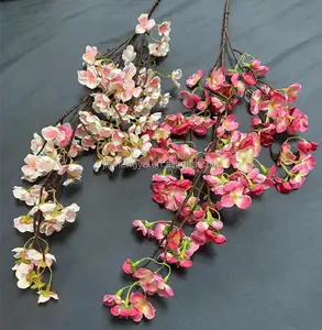 Flor de cerezo de seda artificial Faux Sakura rama de árbol para boda hogar flores artificiales decorativas