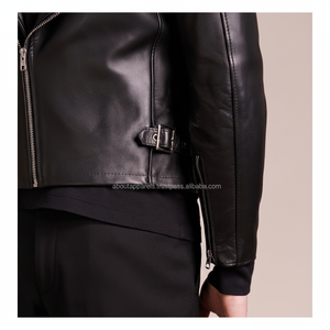 Chaqueta de piel de oveja auténtica para motocicleta, abrigo con cremallera, de alta calidad, a la moda, nueva - Product Image 1