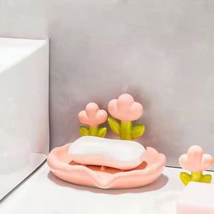 Creative Sea White Floral Design Non-Slip Disposable <b>Soap</b> Dish Durable Bathroom Accessory Bath <b>Soap</b> Holder for Home Use - Product Image 4