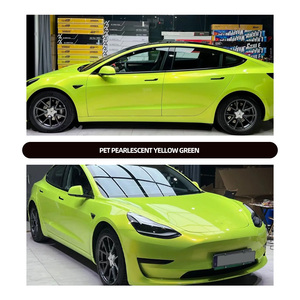 1.52*18m <strong>Fluorescent</strong> Yellow PET Glossy <strong>Vinyl</strong> Car Wrap Film Self-Adhesive Anti-Scratch UV Proof Cartoon Car Body Decorative - Product Image 3