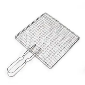 Net Portable Grilling Bbq Grill Net Basket Large With Handle For Roasting Meat Barbecue Bbq Grilling Basket