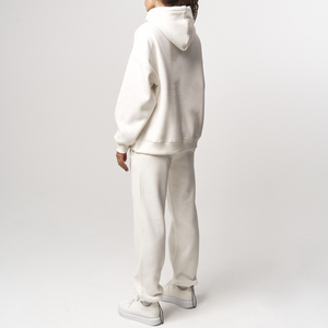 High Quality Winter Oversized <strong>White</strong> Hoodie Jogger Set Custom Loose Hoodie and Straight Leg Pants Wholesale Solid Women <strong>Tracksuit</strong> - Product Image 3