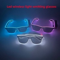 Nouvelles lunettes fluorescentes LED lumineuses sans fil pour fêtes, avec verres à effet de lumière froide et lentilles à encre luminescente
