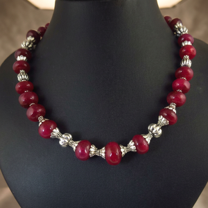 Elegante Collar de Cuentas de Coral Rojo para Mujer, Chapado en Plata, Aleación de Cobre, Forma Redonda, Joyería de Moda - Product Image 3