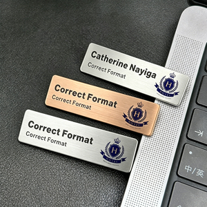 Placa de Identificación de Metal en Blanco de Acero Inoxidable Antioxidante para Sublimación, Botón Personalizable con Nombre, Etiqueta de Metal Grabable para el Lugar de Trabajo - Product Image 1