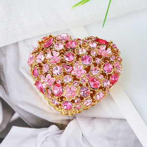 Оптовая продажа: розовая шкатулка в форме сердца с камнями для свадебных подарков, металлические украшения в форме сердца - Product Image 6