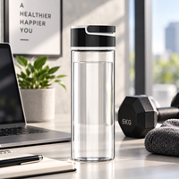 Bouteille d'eau en plastique Tritan transparente de 700 ml (24 oz) avec logo personnalisé, bouchon à vis et poignée, pour la gym, vente en gros, approvisionnement en vrac