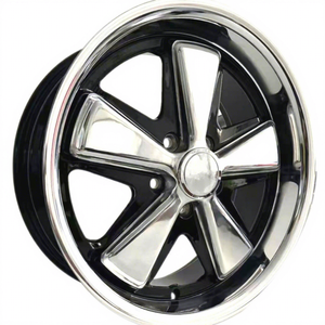 Roue de voiture en acier vintage pour FUCHS WHEEL Old Beetle 15X4.5 5X112 Poli miroir noir - Product Image 1