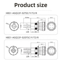 HBAN Bouton arrêt d'urgence IP67 étanche montage sur panneau métal auto-verrouillant 2NF avec LED