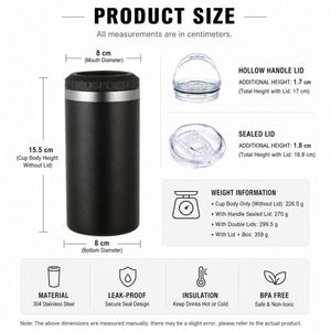 Custom Logo Powder Coated Vacuum <b>Insulated</b> <b>Mug</b> 16Oz 4 in 1 Can Cooler Stainless Steel Tumbler With 2 Lids - Product Image 2