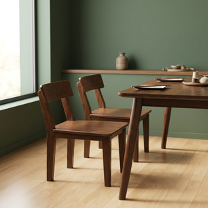 Chaise de salon en bois de style mid-century modern, dossier solide, meubles de salle à manger pour sols durs - Product Image 4