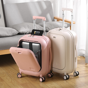 Customized Gifts Multifunctional 18'/20'/24' Trolley Luggage <b>Suitcase</b> with Front Open Design USB Port Cup Holder & TSA Lock - Product Image 1