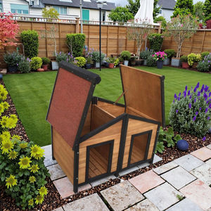 SDD012 모던 럭셔리 레드 루프 야외 개집 (소형 및 중형견용) 친환경 패션 디자인 애견 하우스 - Product Image 2