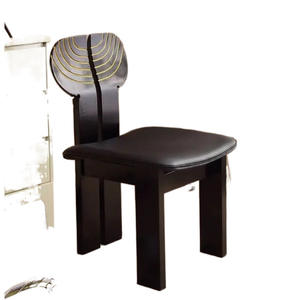 Silla de comedor tapizada de diseño nórdico de madera maciza vintage para comedor - Product Image 4