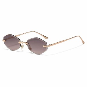 STORY SZ3607 Diseñador de lujo Sin montura UV400 Shades Champagne Lens Cut Edge Gafas de <span class=keywords><strong>sol</strong></span> Vintage Gold Metal Polygon Gafas de <span class=keywords><strong>sol</strong></span> - Product Image 1