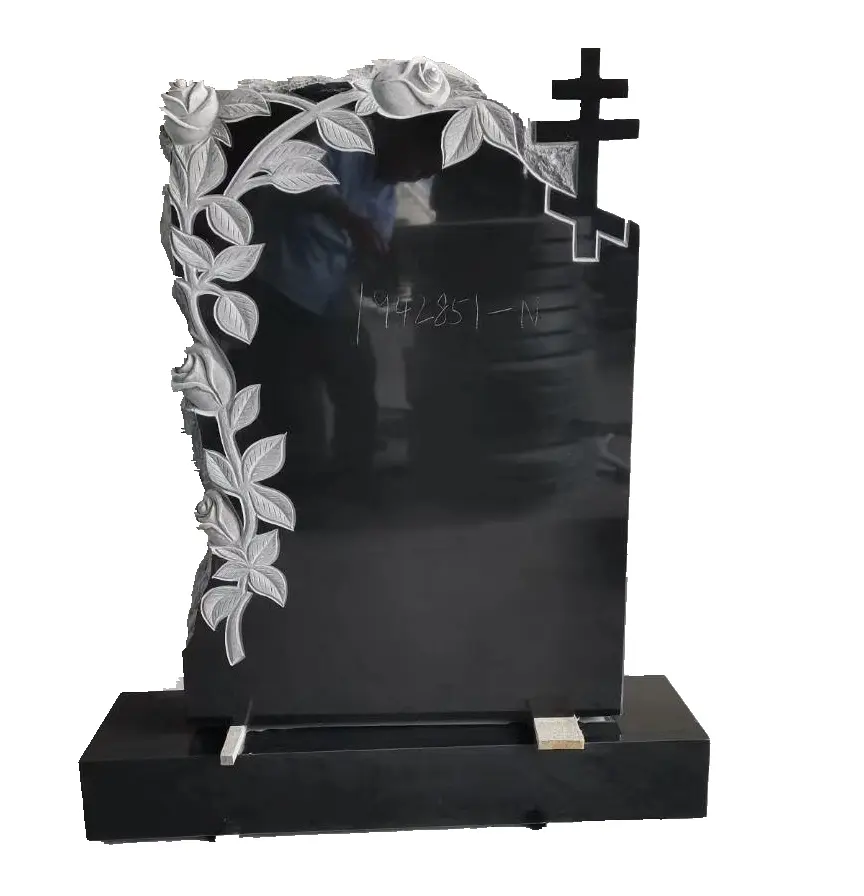 Absolute India Black granite tombstone monument