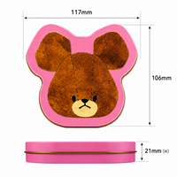 Boîte en métal en forme d'ours rose en gros, conteneur en fer blanc imprimé sur mesure pour l'emballage de bonbons et cadeaux pour enfants