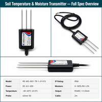 Capteur de température et d'humidité du sol en gros |   DC 4,5-30V |   Sonde en acier inoxydable anti-corrosion |   RS485 (Modbus) |   Personnalisable