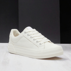 Chaussures décontractées unisexes en toile blanche respirantes à lacets basses pour un usage quotidien - Product Image 3