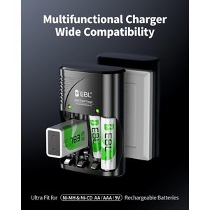 For EBL 4-Bay Digital <b>Battery</b> Charger for AA & AAA <b>Rechargeable</b> NiMH <b>Batteries</b> 4 Count for Recharging Digital Devices - Product Image 5