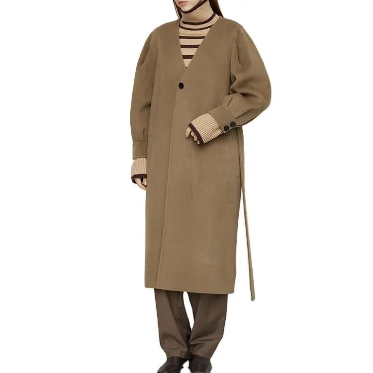 2023 ODM&OEM Professional Manufacturer Design Long Women Winter Wool Cashmere Long Coat With Belt
