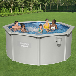 Beatway 56566 <span class=keywords><strong>Hydrium</strong></span> <span class=keywords><strong>Piscine</strong></span> hors sol ronde en acier pour la famille, ensemble de <span class=keywords><strong>piscine</strong></span> extérieure pour adultes et enfants, parois latérales en PVC - Product Image 2