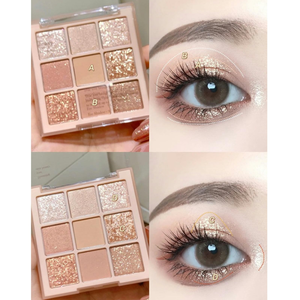 Palette de fards à paupières multichromes personnalisés avec logo, haute pigmentation, longue tenue, poudre de mica, paillettes pressées, 9 couleurs, effet caméléon - Product Image 3