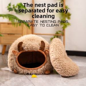Kediler köpekler için yün yuva kare çıkarılabilir polar yuva kış Pet yatak - Product Image 4