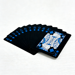 Cartes à jouer en PVC bleu personnalisées avec feuille d'<span class=keywords><strong>or</strong></span> 24 carats, cartes de poker dorées pour la promotion, cadeau d'entreprise, logo personnalisé - Product Image 1