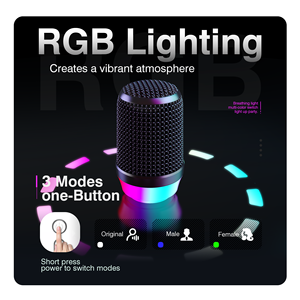 Новый универсальный беспроводной микрофон 2,4 ГГц с RGB-подсветкой, функцией изменения голоса, ручной, для караоке, домашнего KTV, беспроводной микрофон для пения, динамический микрофон с RGB-подсветкой - Product Image 6