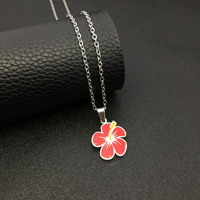 Woying Acier Inoxydable Hibiscus Fleur Pendentif Collier pour Femmes Filles Fête Vacances Tropical Bijoux Cadeau