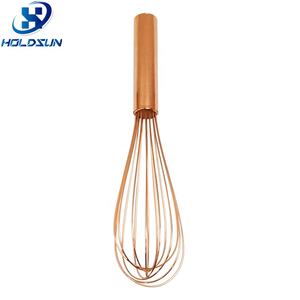 <span class=keywords><strong>Fouet</strong></span> de <span class=keywords><strong>cuisine</strong></span> portable en acier inoxydable plaqué or rose de 10 pouces, écologique, avec grande poignée pour mélanger et battre - Product Image 3