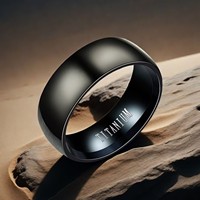 Bague en acier inoxydable noir bombée, finition brossée mate, bague unisexe pour couple, vente en gros