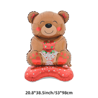 Ballon géant en forme d'ours avec broderie cœur pour organisation de mariage 2026, idéal pour la Saint-Valentin