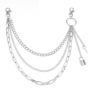 โซ่คาดเอวโลหะสำหรับผู้หญิง สไตล์พังก์ ตกแต่งด้วยกุญแจล็อค ทำจากโลหะผสมสังกะสี หลายชั้น แฟชั่นลำลอง เครื่องประดับโซ่คาดเอว - Product Image 5