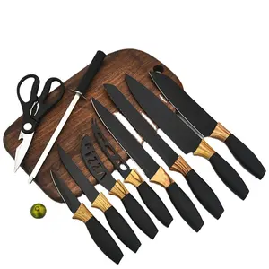 New Design 17 Piece High Quality Carbon Stainless Steel Kitchen Knife Set in a nice displayed acrylic stand