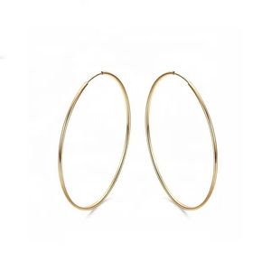 Xinfly Luxury Jewelry Brand Bridal Engagement Wedding Design Fine <b>Solid</b> Pure Real 18K Gold Big <b>Hoop</b> <b>Earrings</b> - Product Image 2