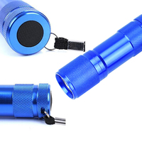 OEM Mini B9 Porte-clés lumineux 9LED Boîtier bleu Lumière bleue 480nm 9LEDs Cadeau Lampe de poche Porte-clés Torche